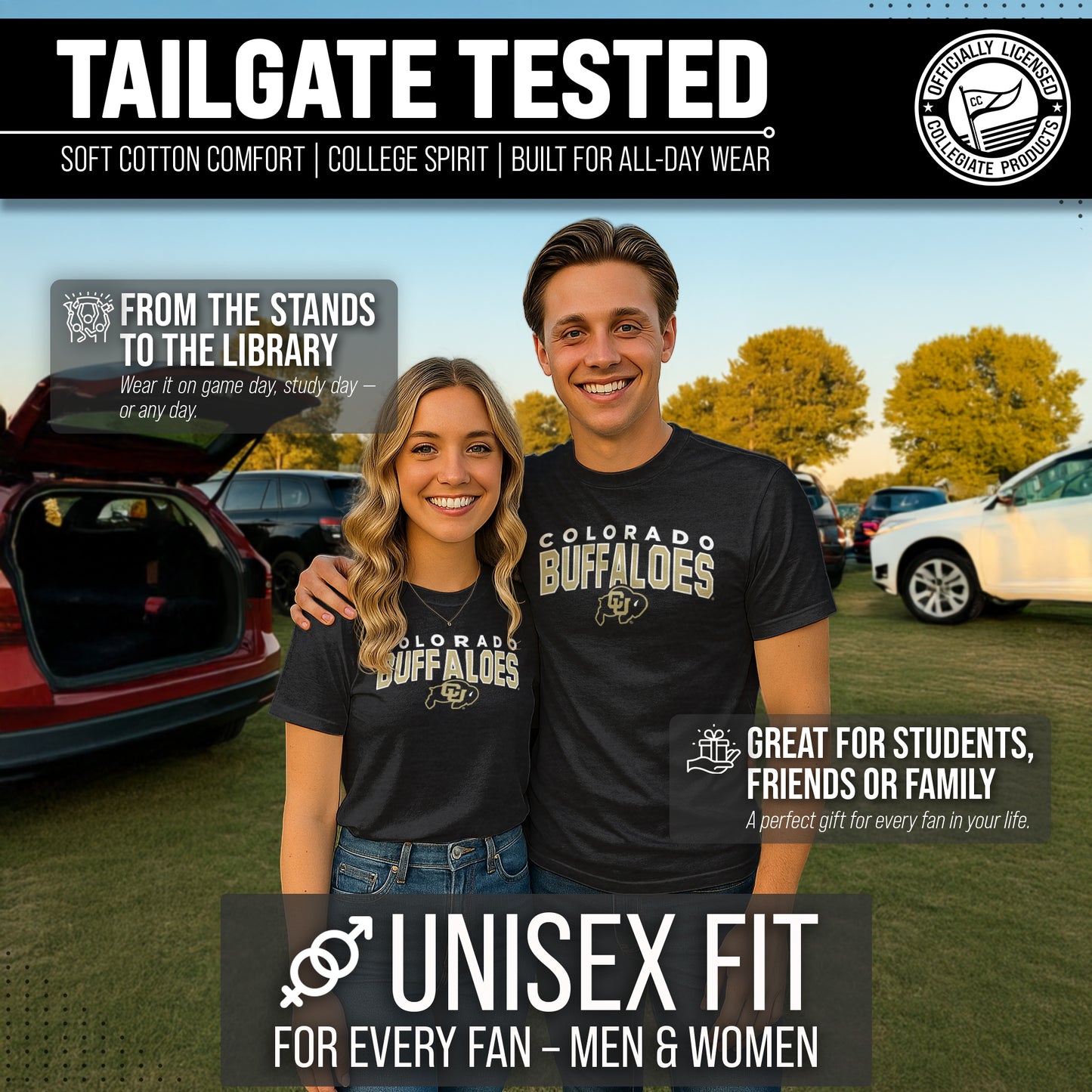 Colorado Buffaloes NCAA Adult Unisex Starting Fresh T-Shirt - Black Heather