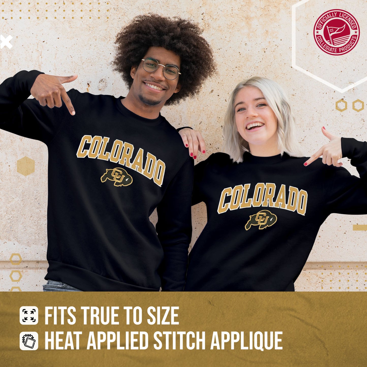 Colorado Buffaloes NCAA Adult Tackle Twill Crewneck Sweatshirt - Black
