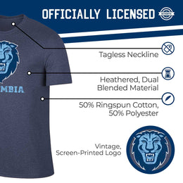 Columbia Lions Collegiate Adult Heathered Cotton Blend T-Shirt - Navy