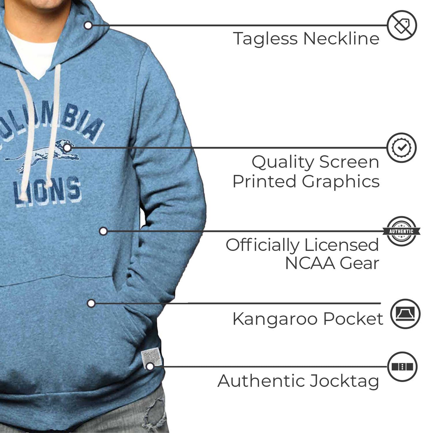 Columbia Lions Adult University Hoodie - Carolina Blue