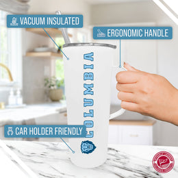 Columbia Lions NCAA Stainless Steel 20oz Roadie With Handle & Dual Option Lid With Straw - White