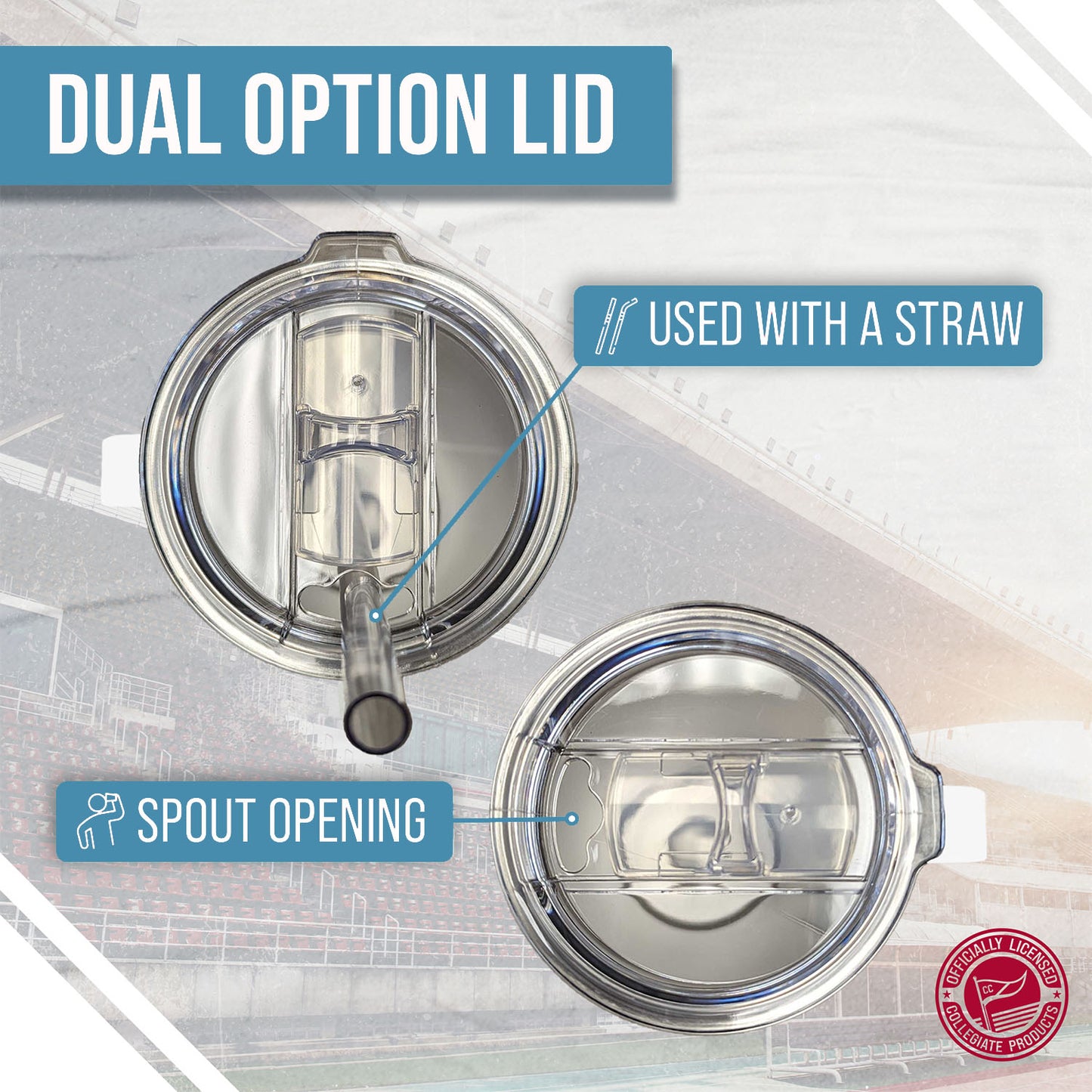 Columbia Lions NCAA Stainless Steel 20oz Roadie With Handle & Dual Option Lid With Straw - White