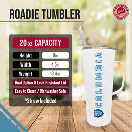 Columbia Lions NCAA Stainless Steel 20oz Roadie With Handle & Dual Option Lid With Straw - White