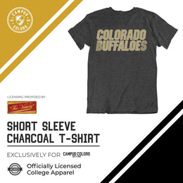 Colorado Buffaloes Campus Colors NCAA Adult Cotton Blend Charcoal Tagless T-Shirt - Charcoal