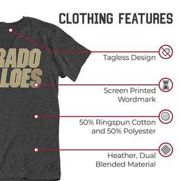 Colorado Buffaloes Campus Colors NCAA Adult Cotton Blend Charcoal Tagless T-Shirt - Charcoal