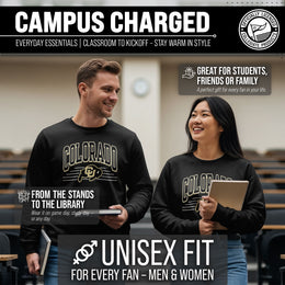 Colorado Buffaloes NCAA Adult Unisex Overtime Classics Crewneck Fleece Sweatshirt - Black