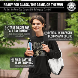 Colorado Buffaloes NCAA Adult Unisex Overtime Classics Crewneck Fleece Sweatshirt - Black