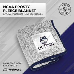 UCONN Huskies NCAA Silk Sherpa College Throw Blanket - Navy