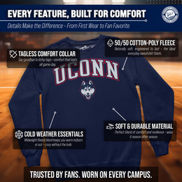 UCONN Huskies Adult Arch & Logo Soft Style Gameday Crewneck Sweatshirt - Navy