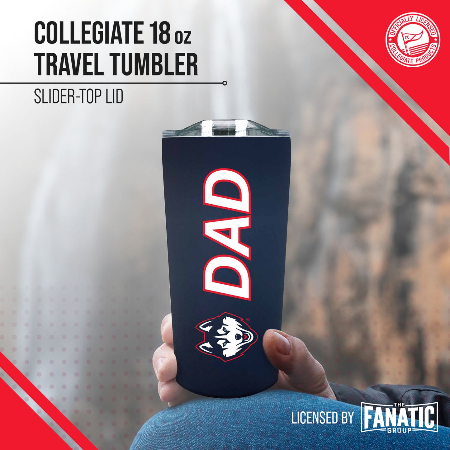UCONN Huskies NCAA Stainless Steel Travel Tumbler for Dad - Navy