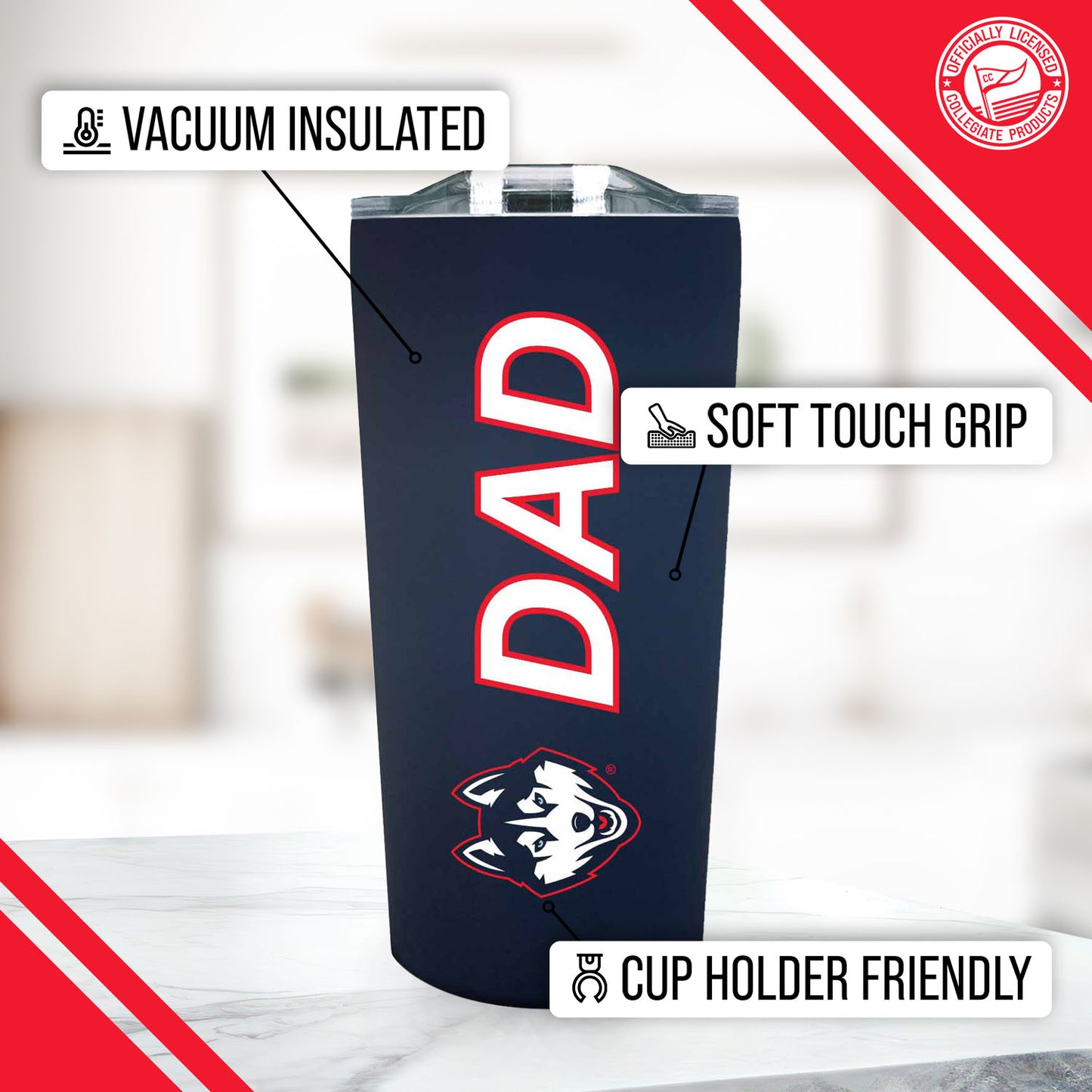 UCONN Huskies NCAA Stainless Steel Travel Tumbler for Dad - Navy