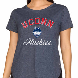 UCONN Huskies NCAA Womens Tag-Less Ultra Soft Tailgate T-Shirt - Navy Heather