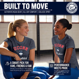 UCONN Huskies NCAA Womens Tag-Less Ultra Soft Tailgate T-Shirt - Navy Heather