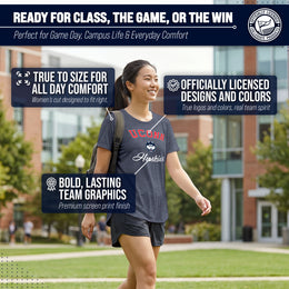 UCONN Huskies NCAA Womens Tag-Less Ultra Soft Tailgate T-Shirt - Navy Heather
