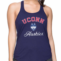 UCONN Huskies NCAA Womens Tag-Less Ultra Soft Tailgate Tank Top - Navy Heather