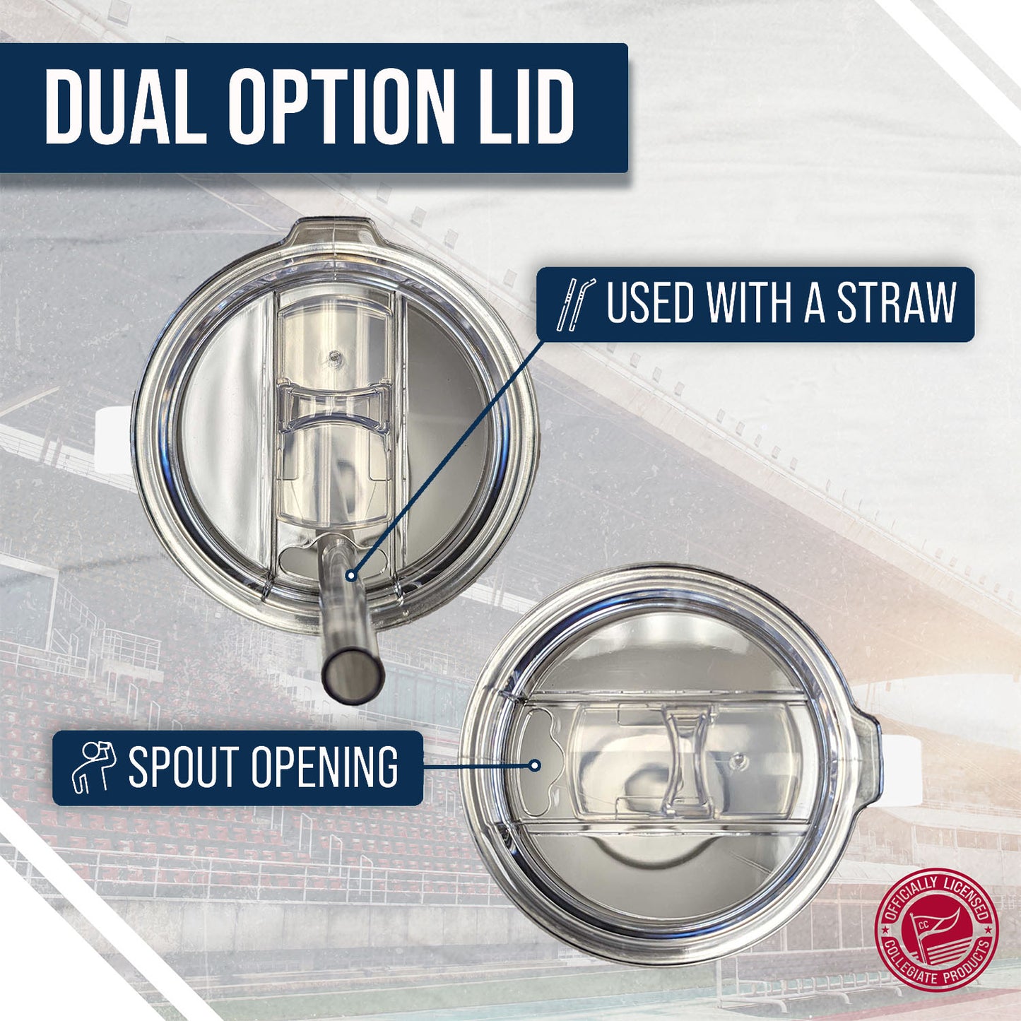 UCONN Huskies NCAA Stainless Steel 20oz Roadie With Handle & Dual Option Lid With Straw - White