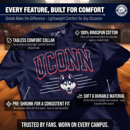 UCONN Huskies NCAA Adult Unisex Overtime Classics T-Shirt - Navy
