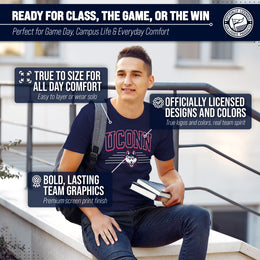 UCONN Huskies NCAA Adult Unisex Overtime Classics T-Shirt - Navy