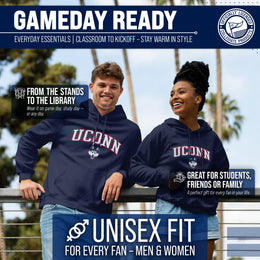 UCONN Huskies Adult Arch & Logo Soft Style Gameday Hooded Sweatshirt - Navy
