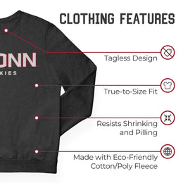 UCONN Huskies NCAA Adult Charcoal Crewneck Fleece Sweatshirt - Charcoal