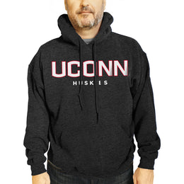 UCONN Huskies NCAA Adult Cotton Blend Charcoal Hooded Sweatshirt - Charcoal