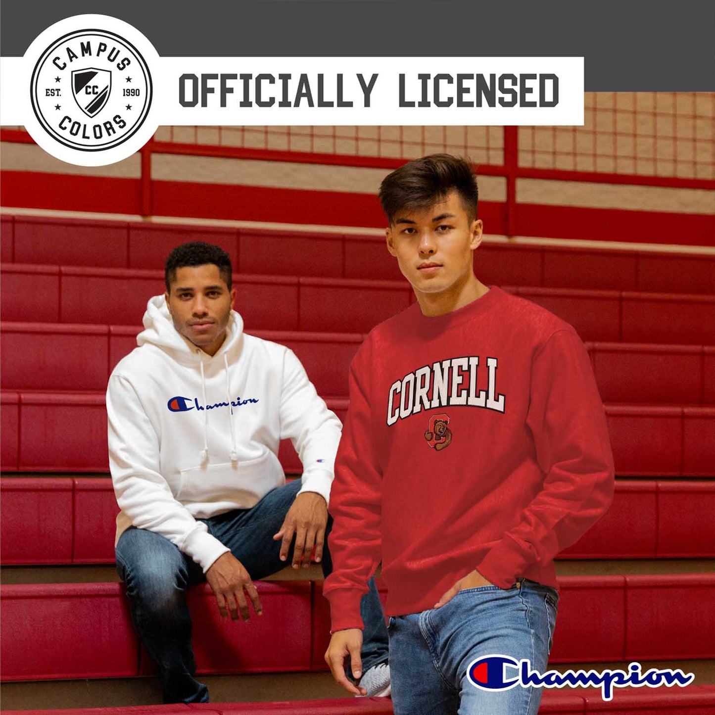 Cornell Big Red Adult Tackle Twill Crewneck - Red
