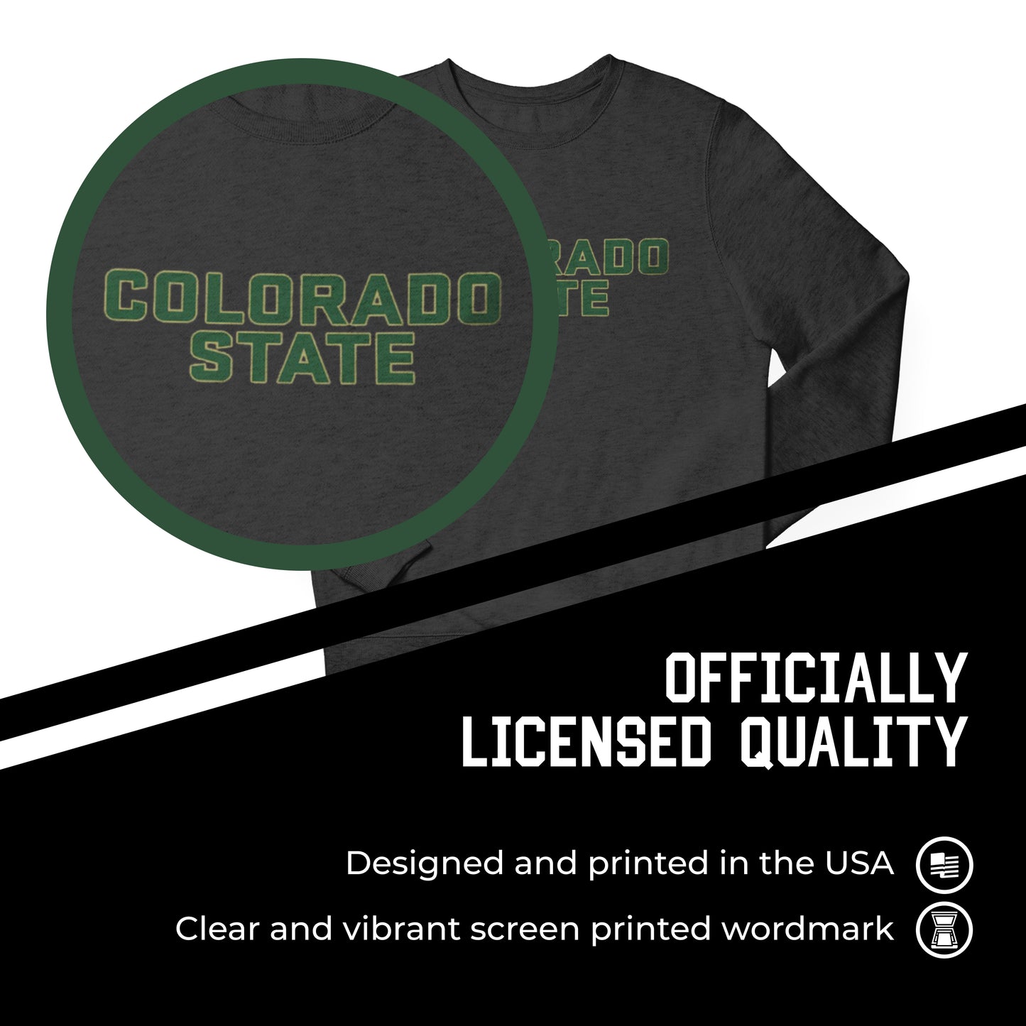 Colorado State Rams NCAA Adult Charcoal Crewneck Fleece Sweatshirt - Charcoal