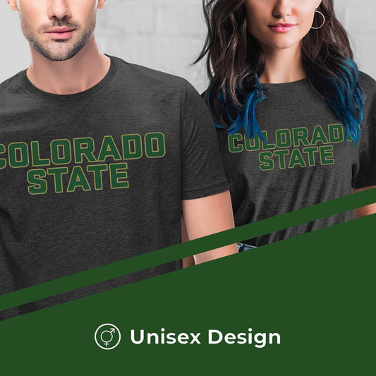 Colorado State Rams Campus Colors NCAA Adult Cotton Blend Charcoal Tagless T-Shirt - Charcoal