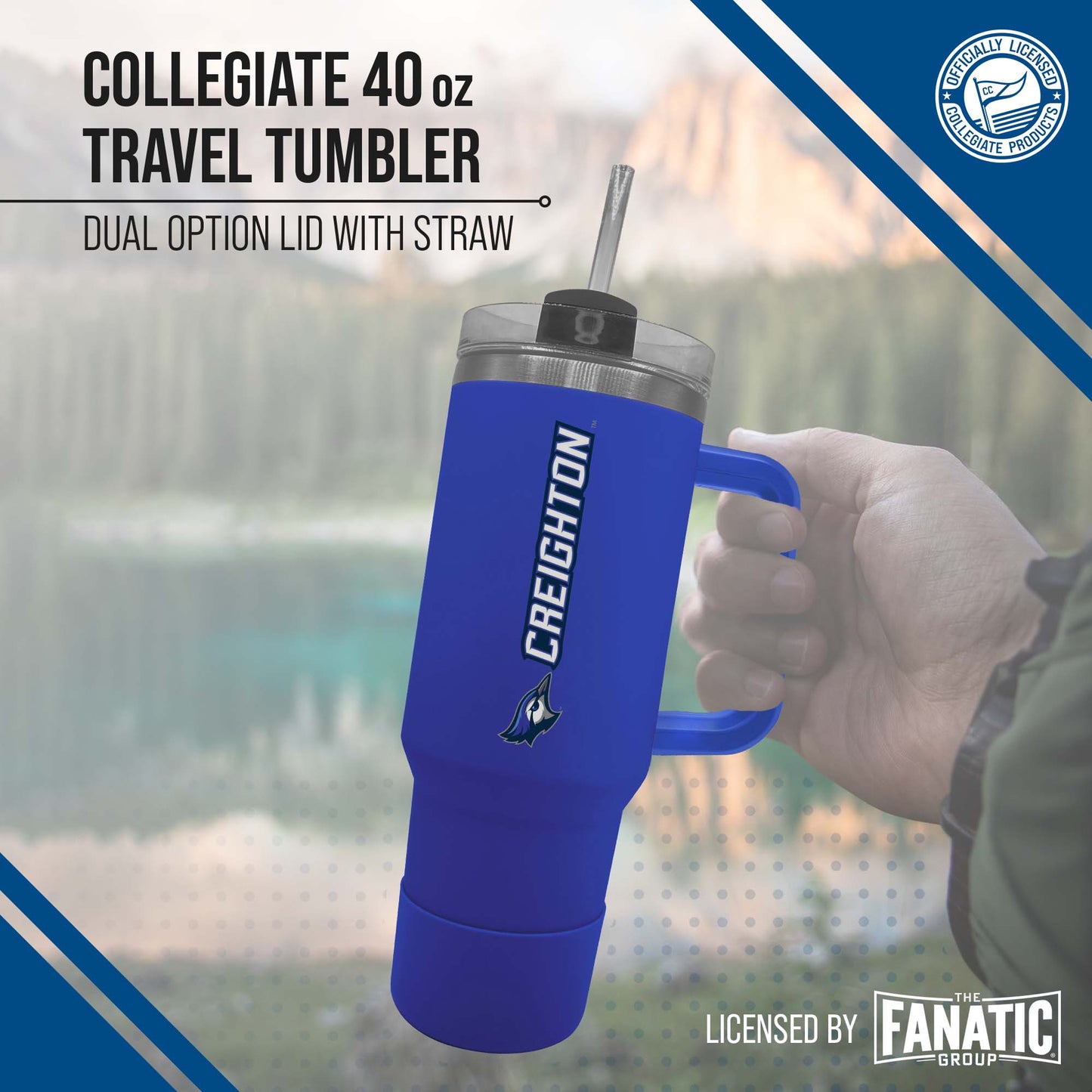 Creighton Bluejays College & University 40 oz Travel Tumbler With Handle - Royal