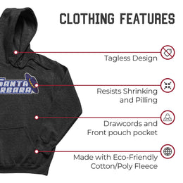 UCSB Gauchos NCAA Adult Cotton Blend Charcoal Hooded Sweatshirt - Charcoal
