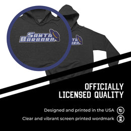 UCSB Gauchos NCAA Adult Cotton Blend Charcoal Hooded Sweatshirt - Charcoal