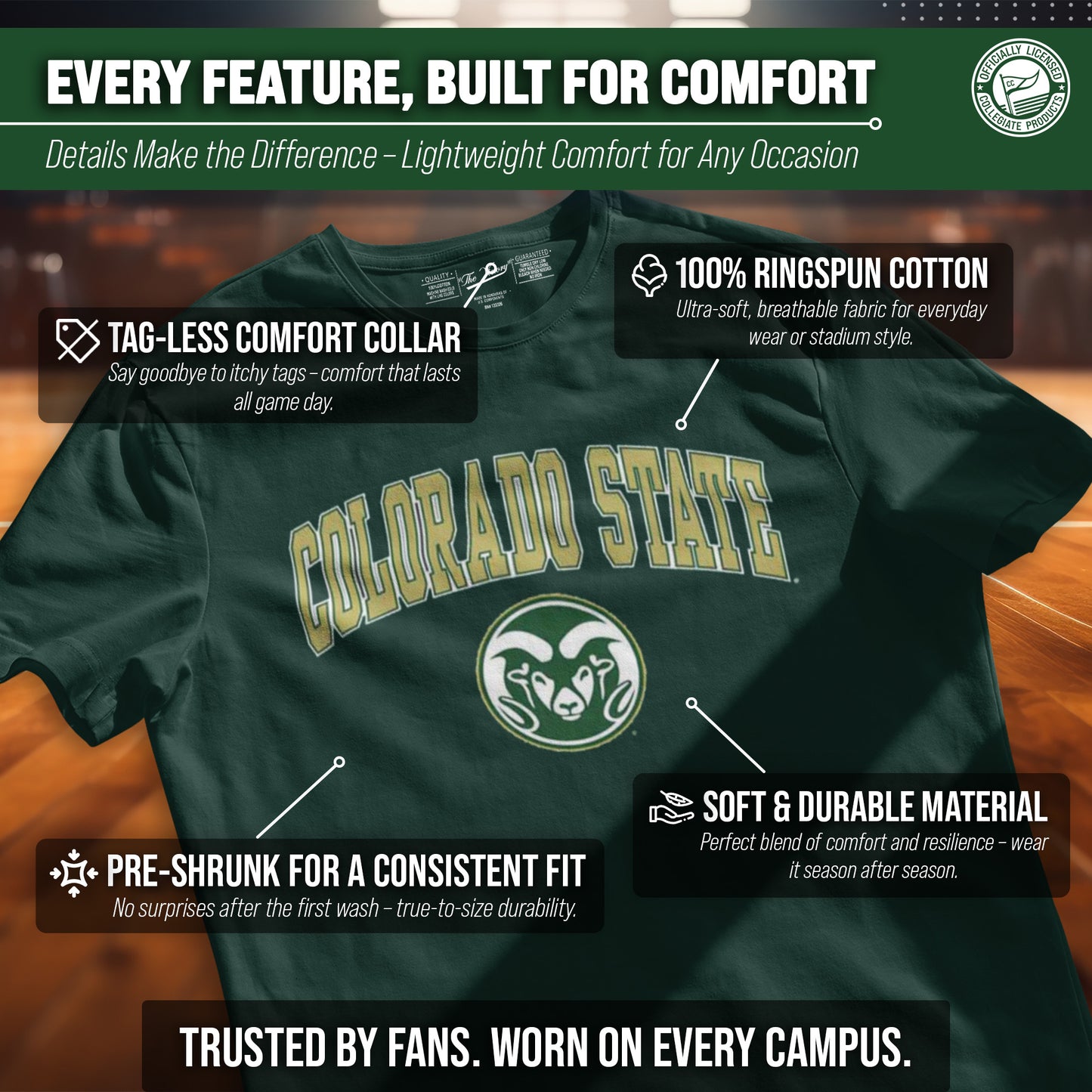 Colorado State Rams NCAA Adult Gameday Cotton T-Shirt - Green