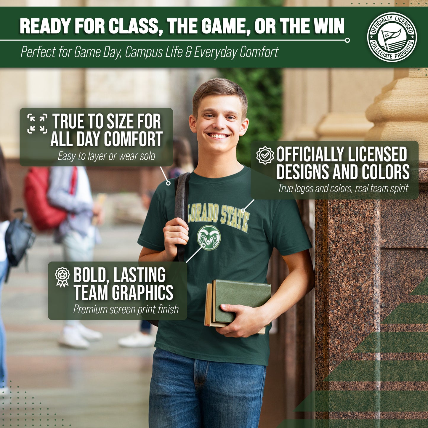 Colorado State Rams NCAA Adult Gameday Cotton T-Shirt - Green