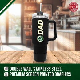 Colorado State Rams Collegiate 40oz Stainless Steel Travel Tumbler with Handle for Dad - Black