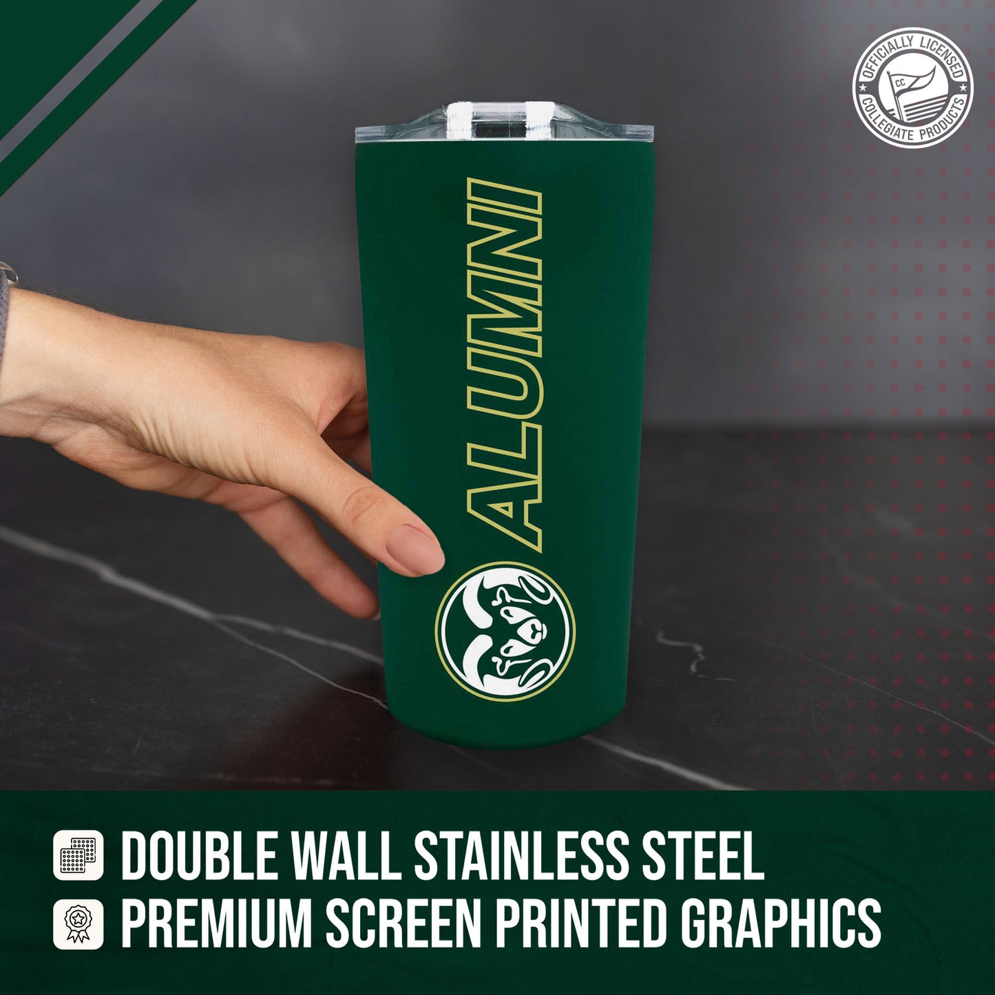 Colorado State Rams Collegiate Stainless Steel Travel Tumbler for Alumni - Green