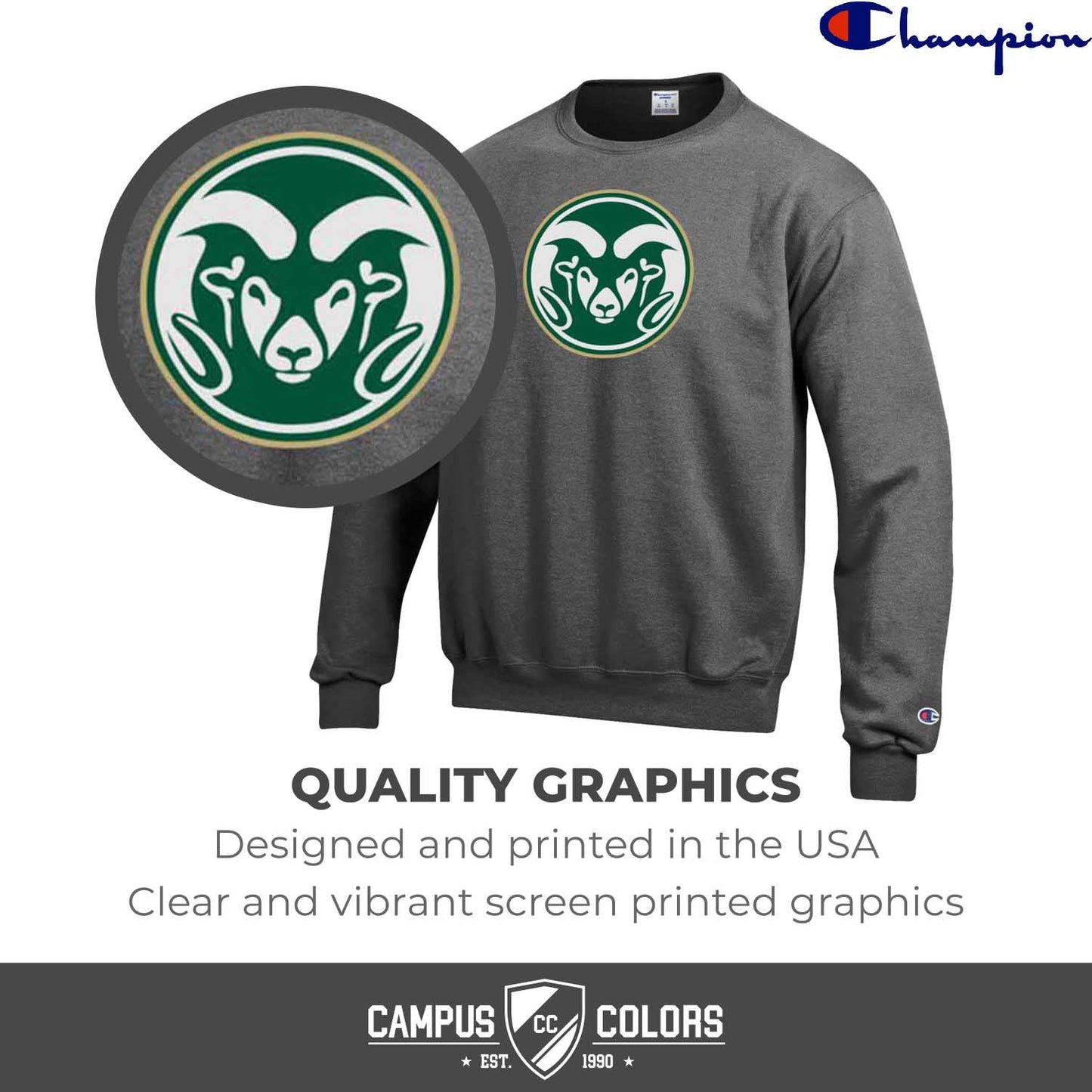 Colorado State Rams Adult Mascot Fleece Crewneck - Charcoal