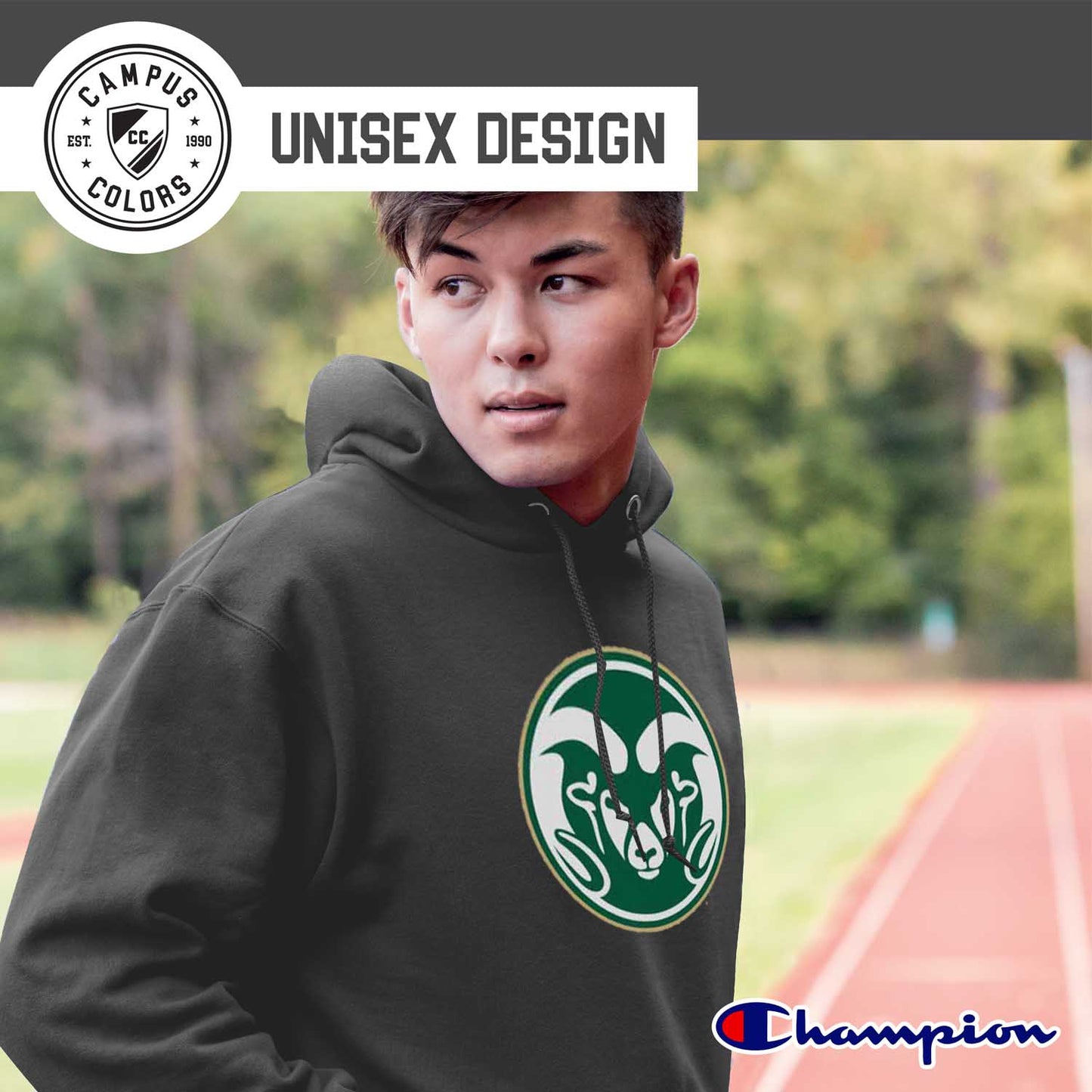 Colorado State Rams Adult Mascot Fleece Hooded Sweatshirt - Charcoal