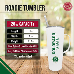 Colorado State Rams NCAA Stainless Steel 20oz Roadie With Handle & Dual Option Lid With Straw - White
