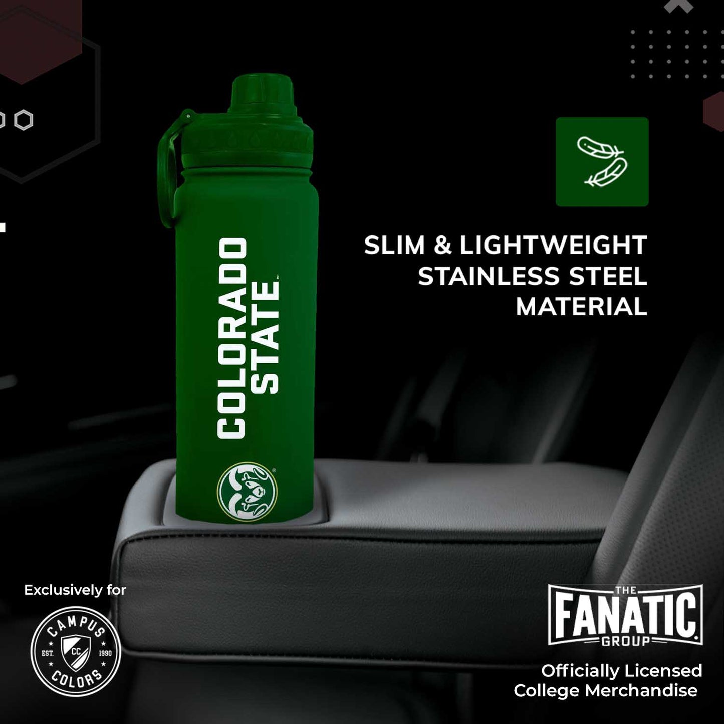 Colorado State Rams NCAA Stainless Steel Water Bottle - Green