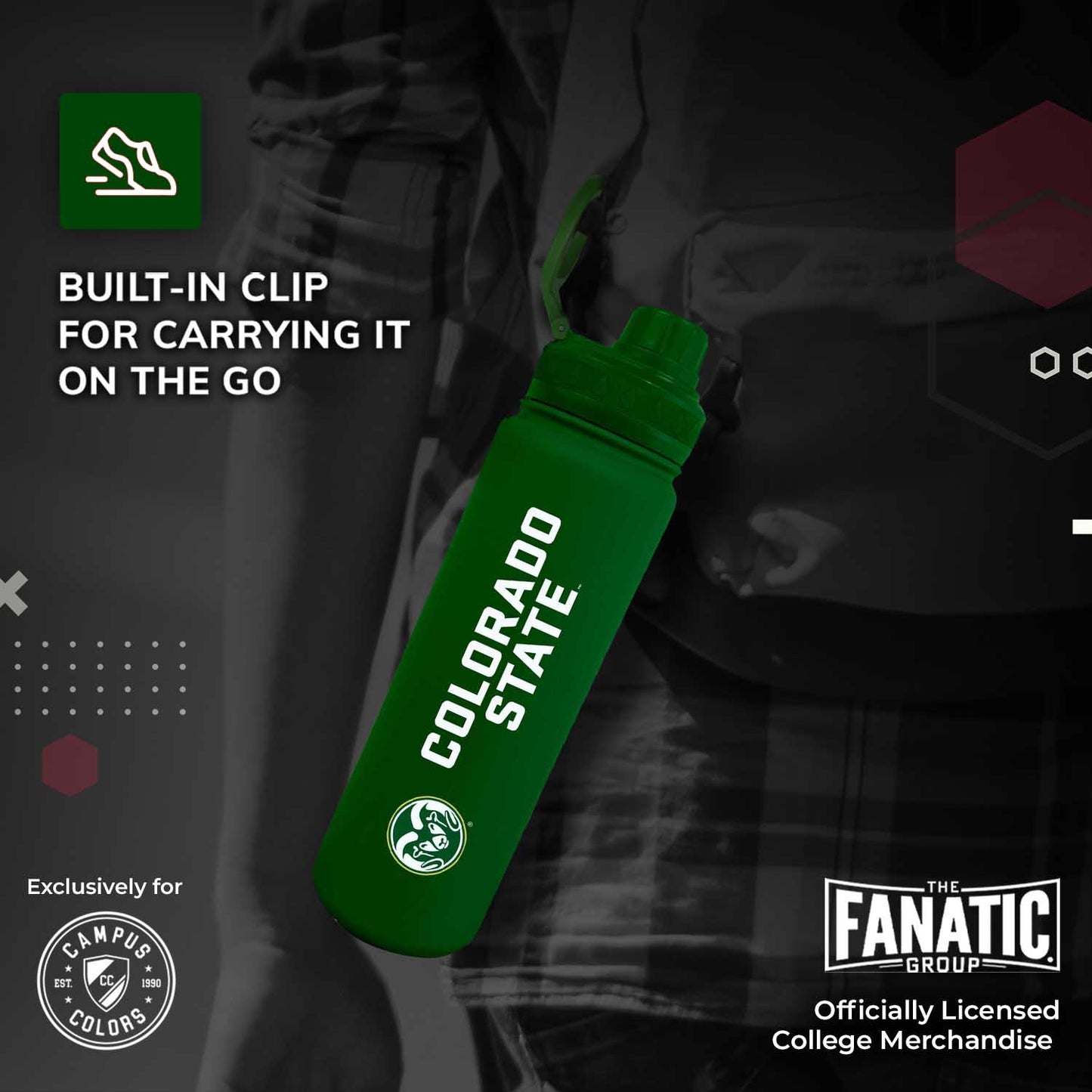 Colorado State Rams NCAA Stainless Steel Water Bottle - Green