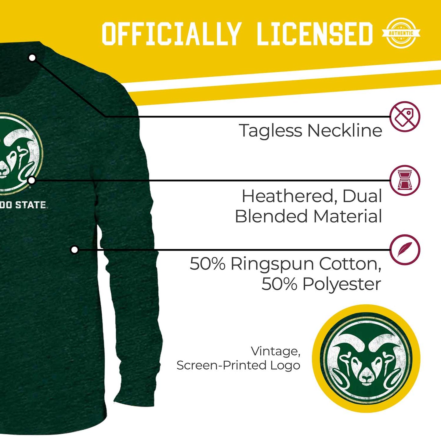 Colorado State Rams NCAA MVP Adult Long-Sleeve Shirt - Green