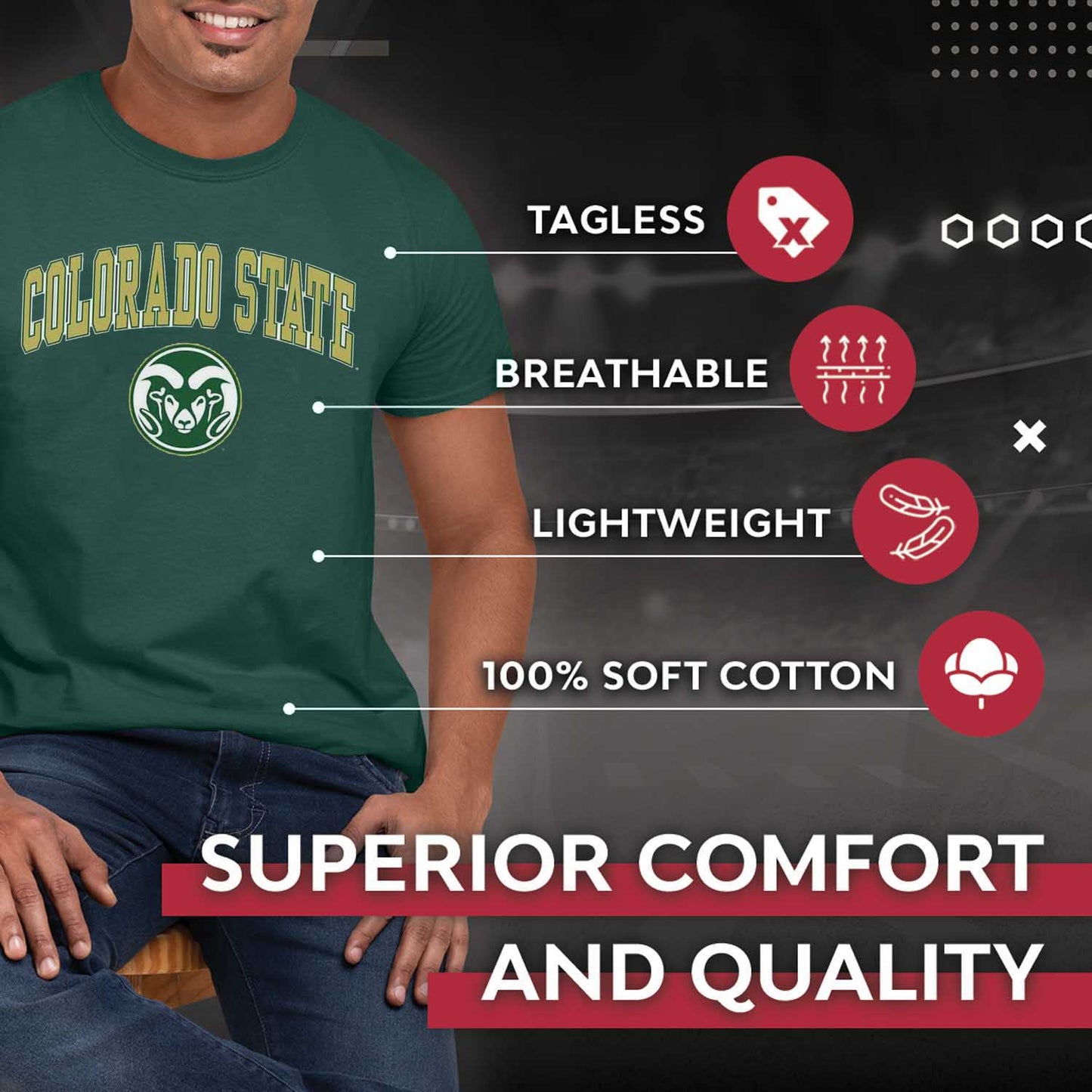 Colorado State Rams  Arch and Logo Short Sleeve T-shirt - Green