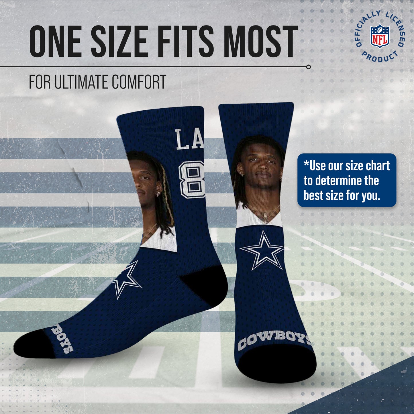 Dallas Cowboys NFL Youth Roster Player Crew Socks - NAVY #4
