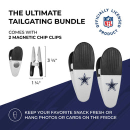 Dallas Cowboys NFL Two Piece Grilling Tools Set with 2 Magnet Chip Clips - Chrome