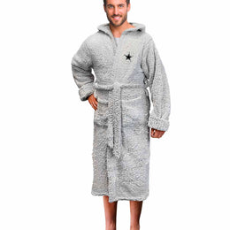 Dallas Cowboys NFL Plush Hooded Robe with Pockets - Gray