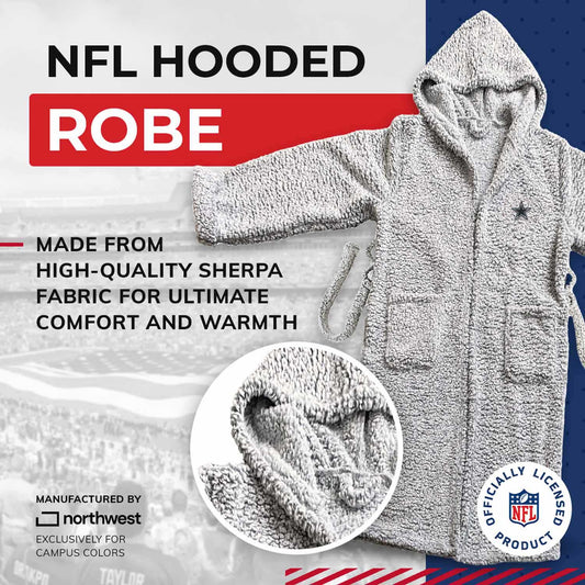 Dallas Cowboys NFL Plush Hooded Robe with Pockets - Gray