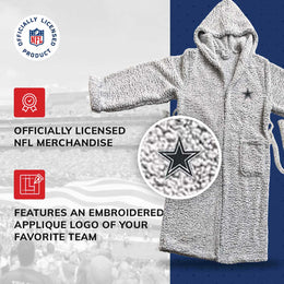 Dallas Cowboys NFL Plush Hooded Robe with Pockets - Gray