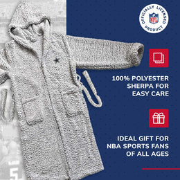 Dallas Cowboys NFL Plush Hooded Robe with Pockets - Gray