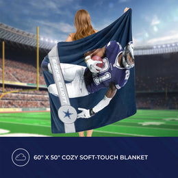 Dallas Cowboys NFL Hi-Def Ezekiel Elliot Silk Blanket - Navy