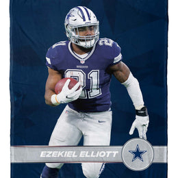 Dallas Cowboys NFL Hi-Def Ezekiel Elliot Silk Blanket - Navy